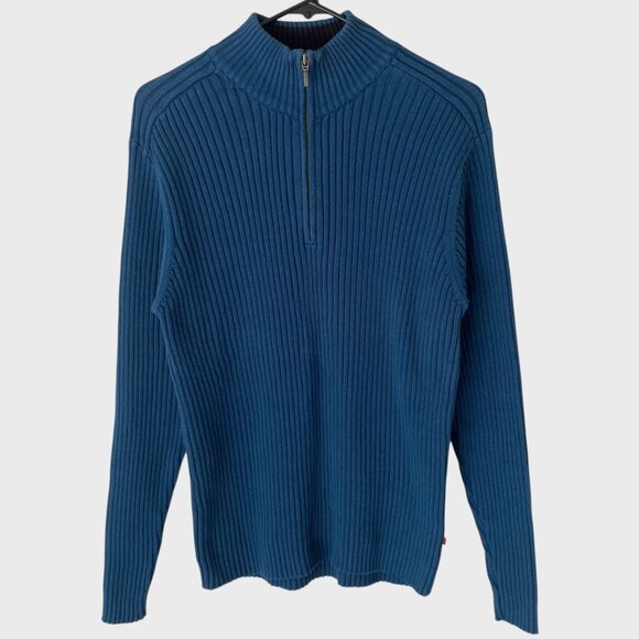Vintage Levi's Red Tab Half-Zip Sweater Blue Men's Size Large Rib-Knit Pullover